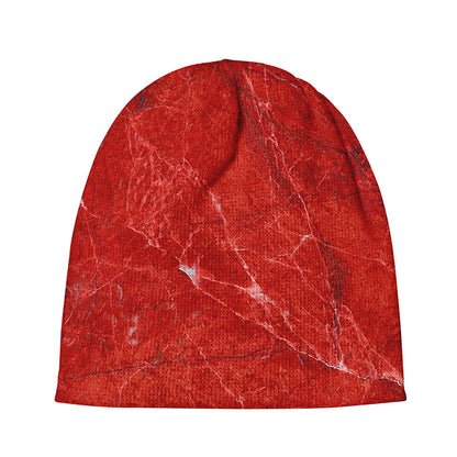 Red Marble Print Beanie