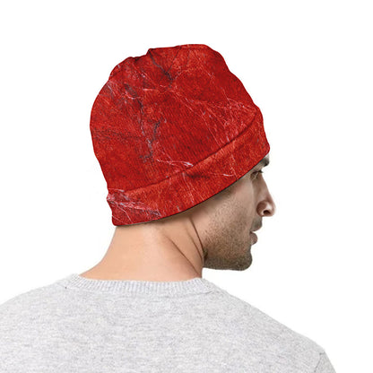 Red Marble Print Beanie