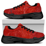 Red Marble Print Black Chunky Shoes