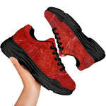 Red Marble Print Black Chunky Shoes