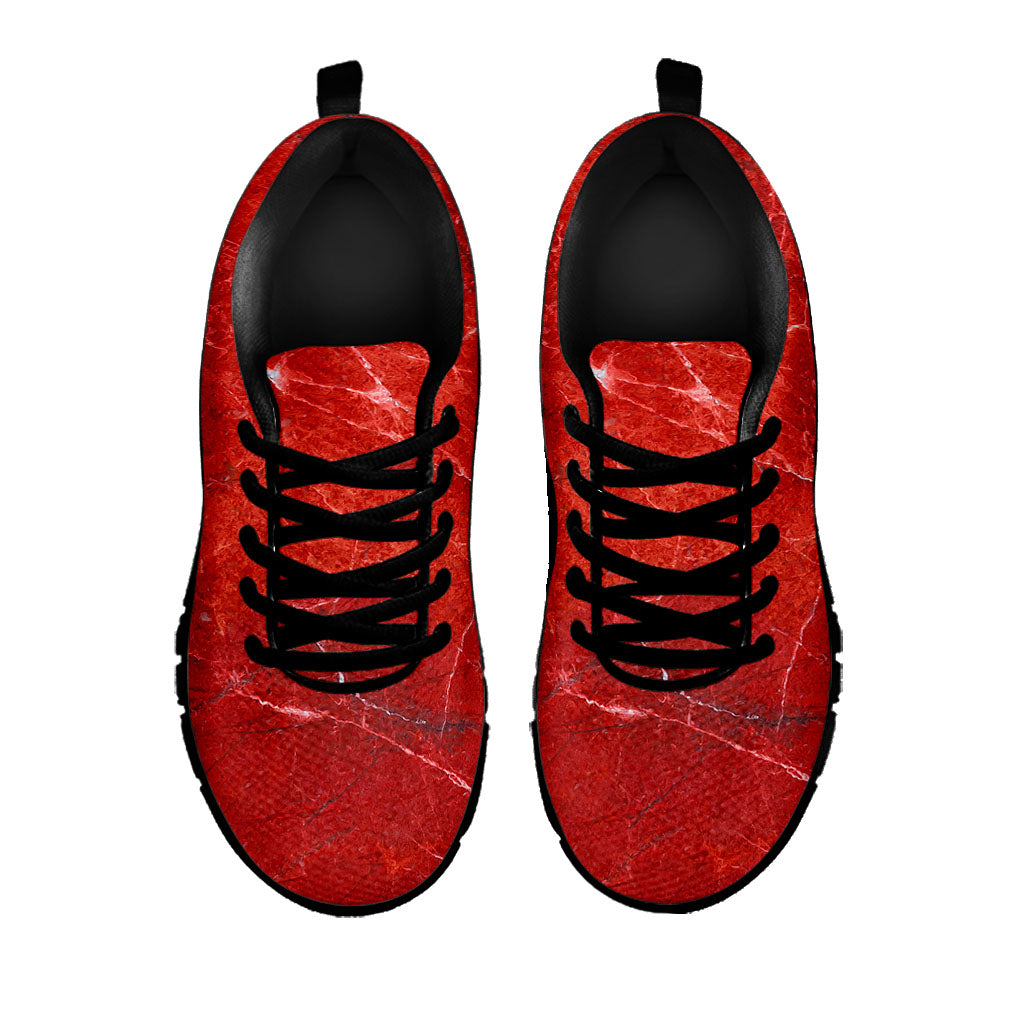 Red Marble Print Black Running Shoes