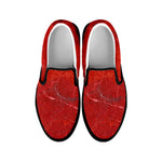 Red Marble Print Black Slip On Sneakers