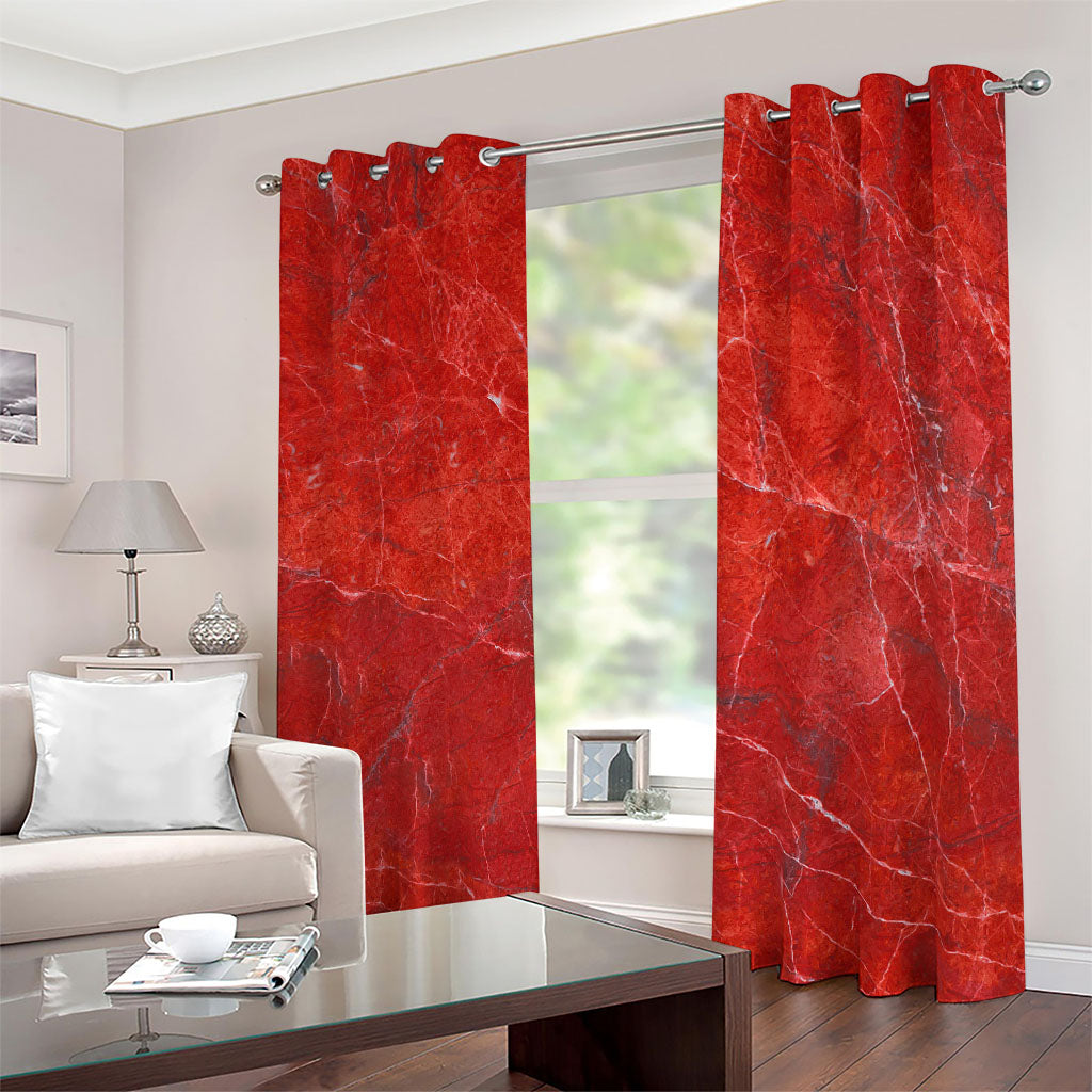 Red Marble Print Blackout Grommet Curtains
