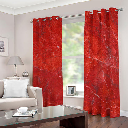 Red Marble Print Blackout Grommet Curtains