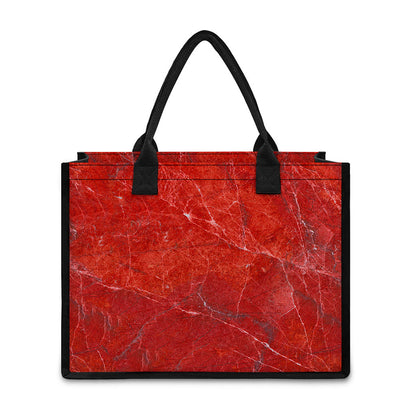 Red Marble Print Canvas Tote Bag
