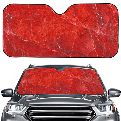 Red Marble Print Car Windshield Sun Shade