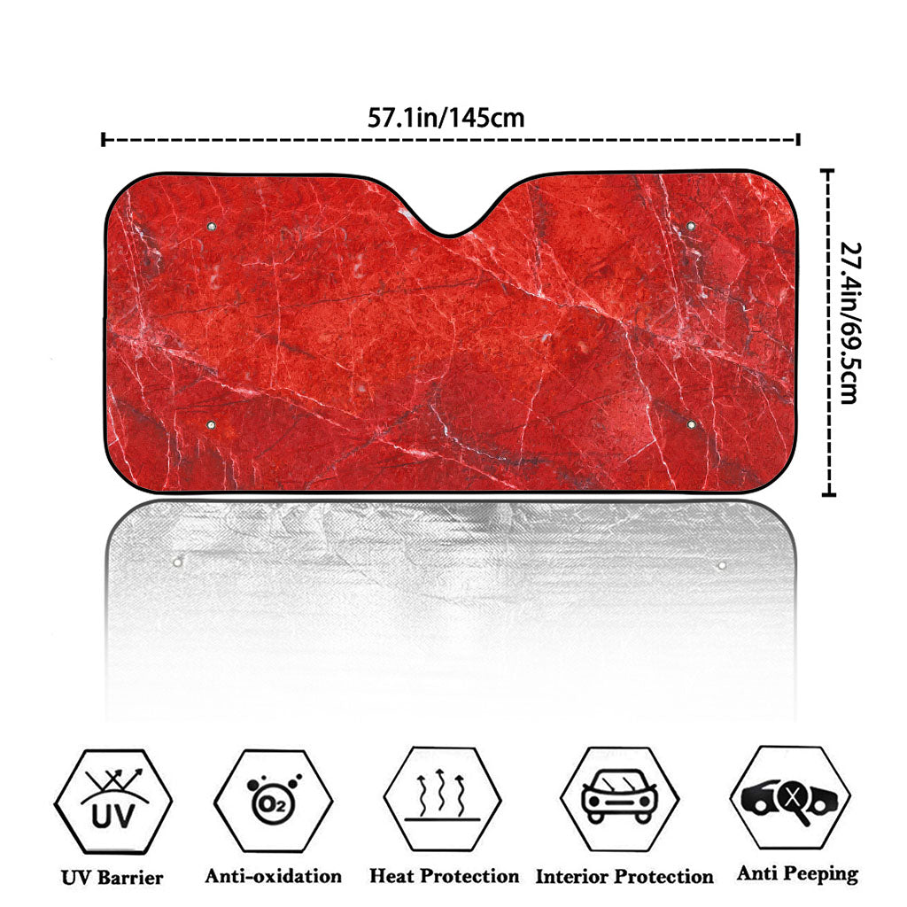 Red Marble Print Car Windshield Sun Shade