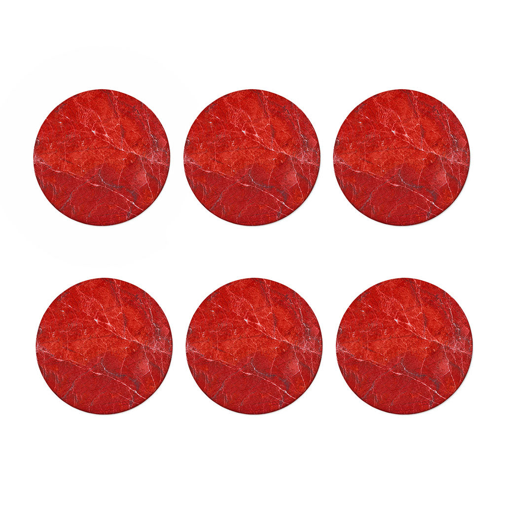Red Marble Print Coaster Set
