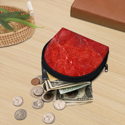 Red Marble Print Coin Purse