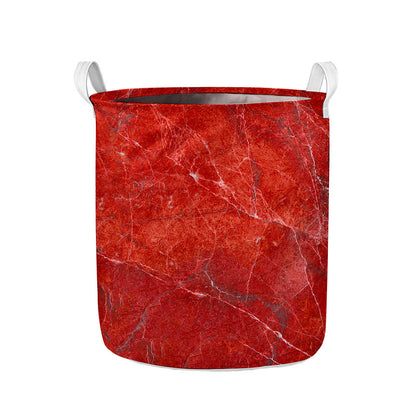 Red Marble Print Collapsible Laundry Basket