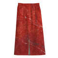Red Marble Print Cotton Front Slit Maxi Skirt