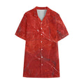Red Marble Print Cotton Hawaiian Shirt