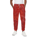 Red Marble Print Cotton Pants