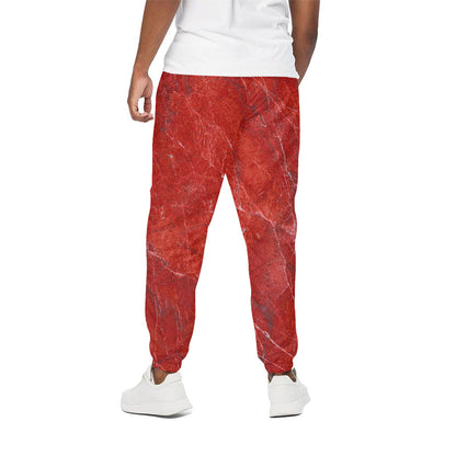 Red Marble Print Cotton Pants