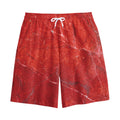 Red Marble Print Cotton Shorts