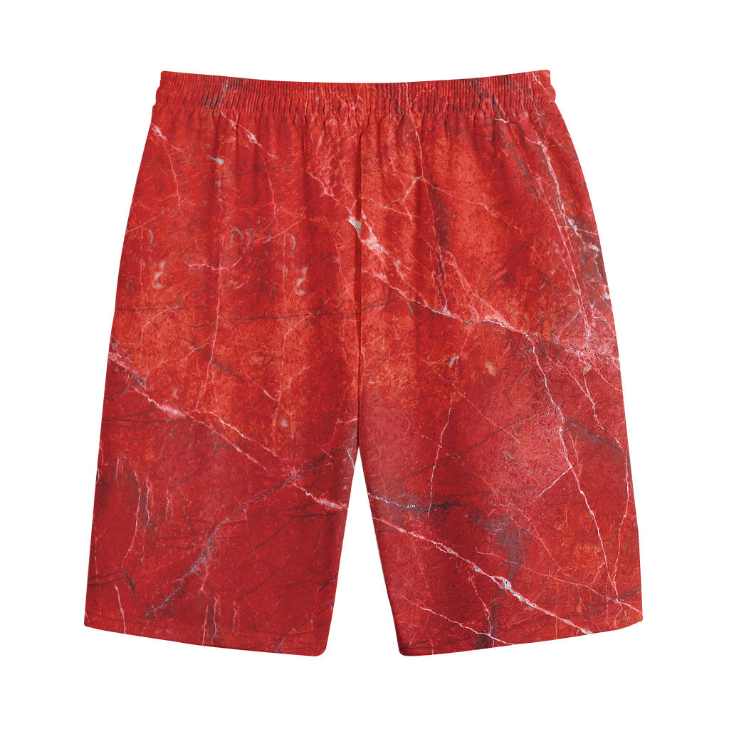 Red Marble Print Cotton Shorts