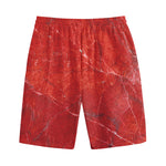 Red Marble Print Cotton Shorts