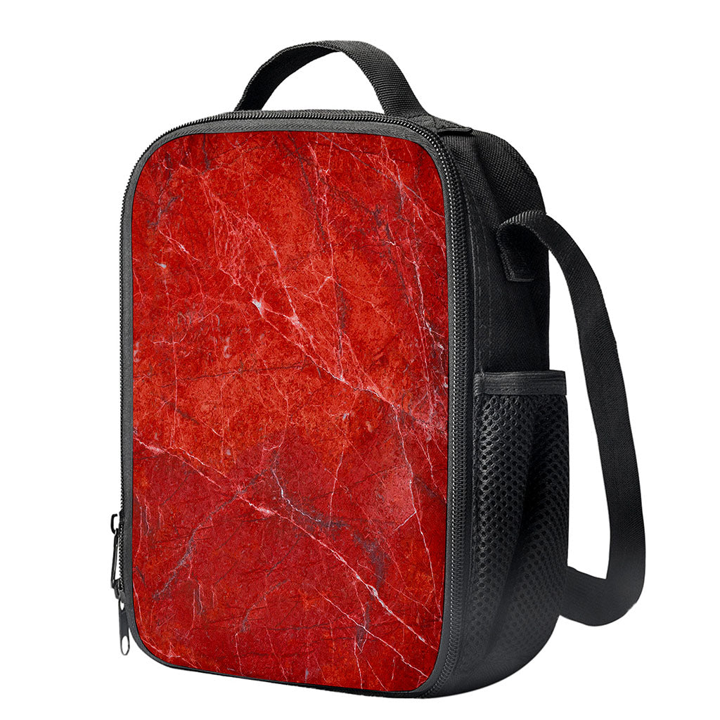Red Marble Print Crossbody Lunch Bag