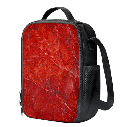 Red Marble Print Crossbody Lunch Bag
