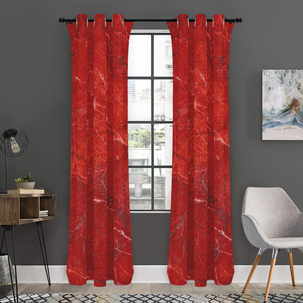 Red Marble Print Curtain