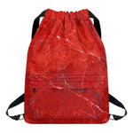 Red Marble Print Drawstring Backpack