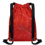 Red Marble Print Drawstring Backpack