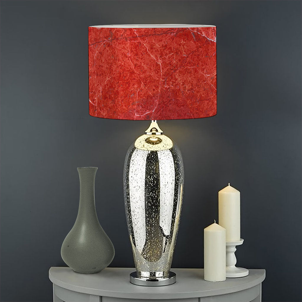 Red Marble Print Drum Lamp Shade