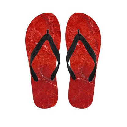 Red Marble Print Flip Flops