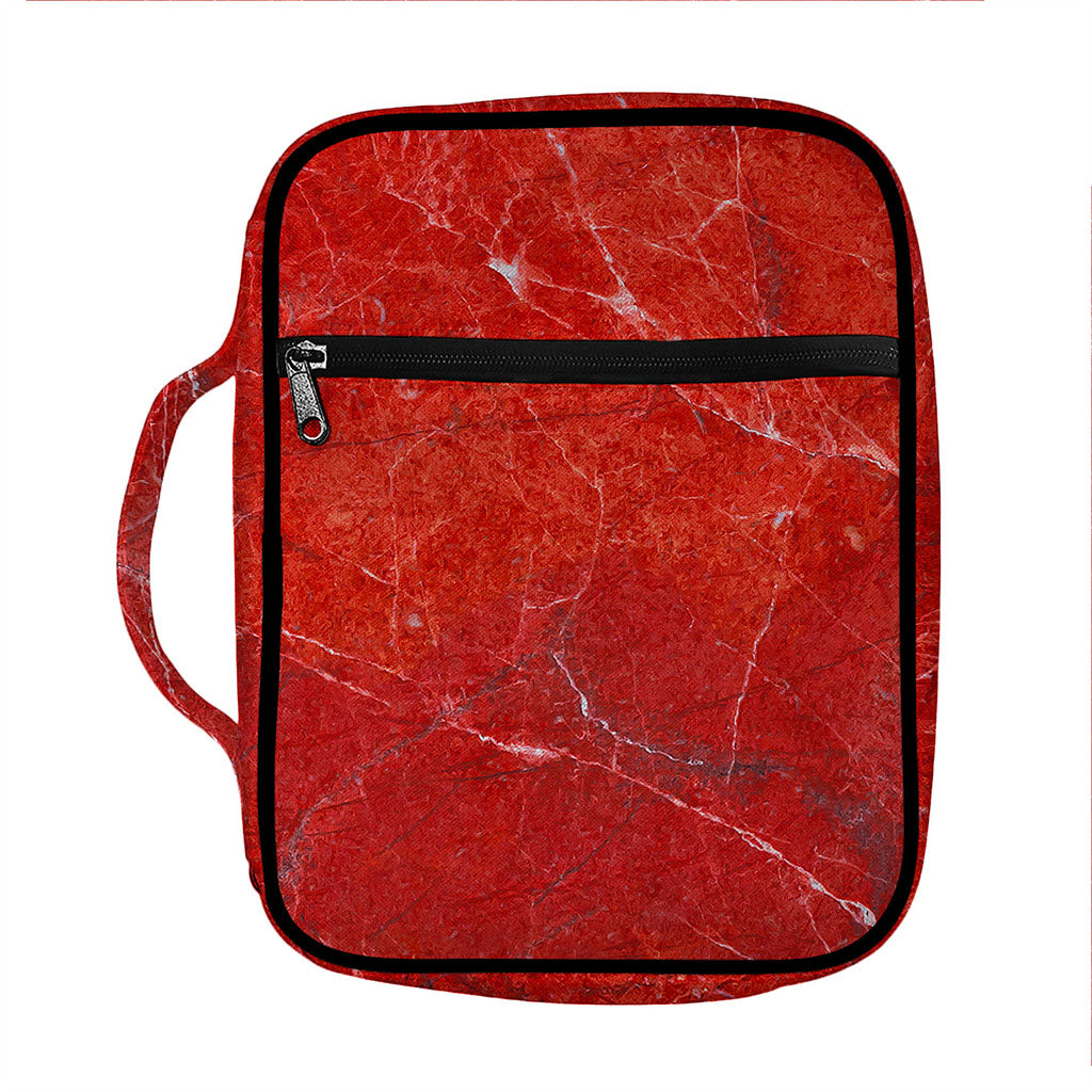 Red Marble Print Front Pocket Bible Bag