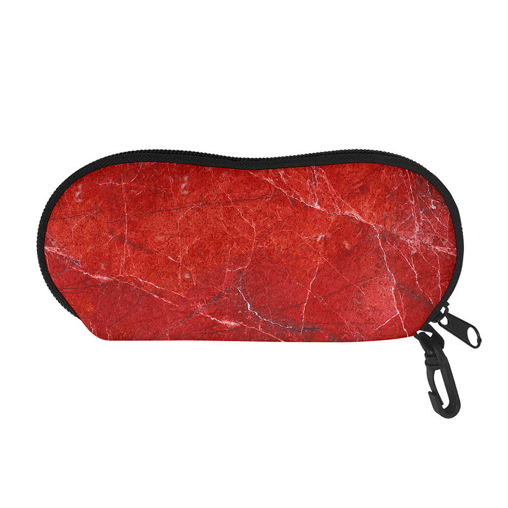 Red Marble Print Glasses Case