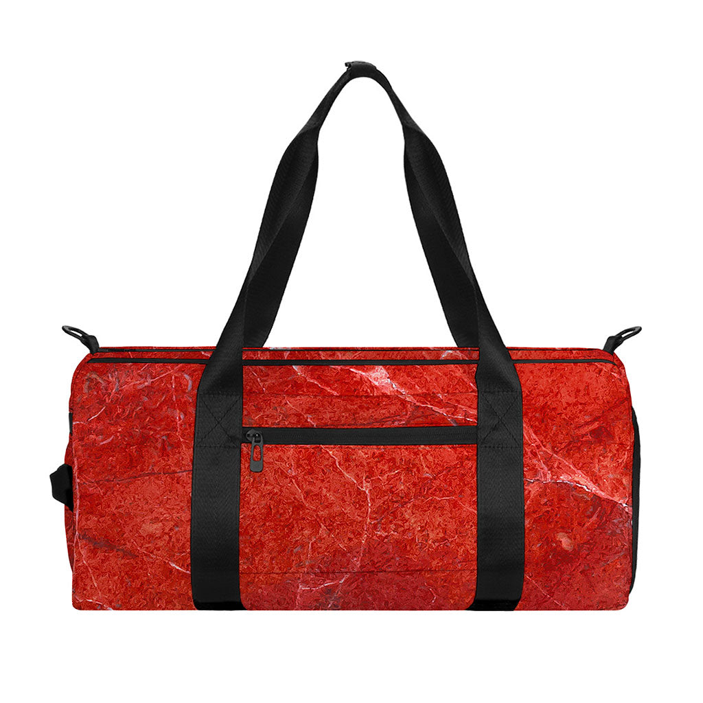 Red Marble Print Gym Bag