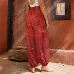 Red Marble Print Harem Pants