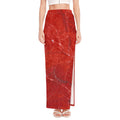 Red Marble Print High Slit Maxi Skirt