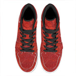 Red Marble Print High Top Leather Sneakers