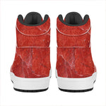 Red Marble Print High Top Leather Sneakers