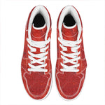 Red Marble Print High Top Leather Sneakers