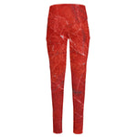 Red Marble Print High-Waisted Pocket Leggings