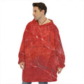 Red Marble Print Hoodie Blanket