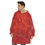 Red Marble Print Hoodie Blanket