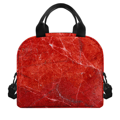 Red Marble Print Insulated Lunch Bag