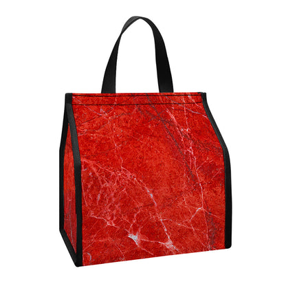 Red Marble Print Insulated Lunch Tote