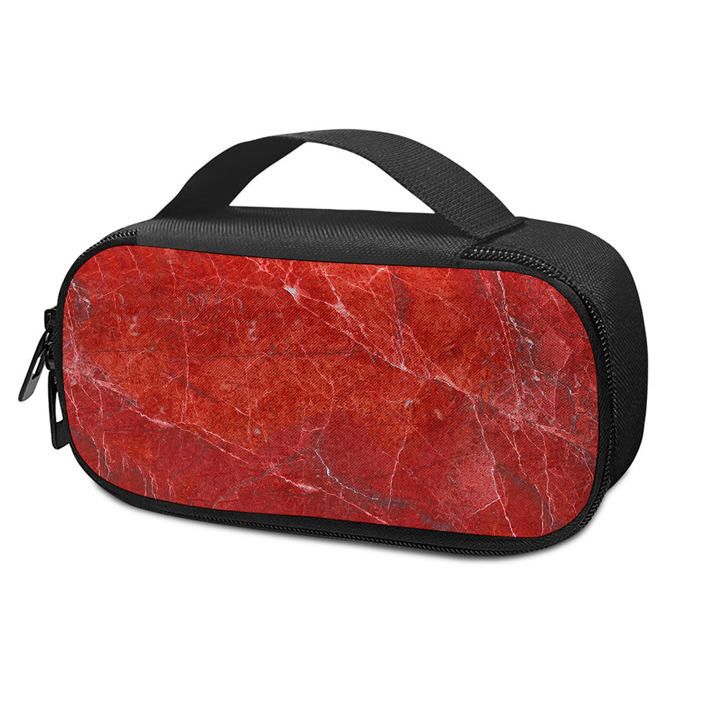 Red Marble Print Insulin Cooler Travel Case