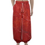Red Marble Print Lantern Pants