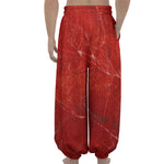 Red Marble Print Lantern Pants