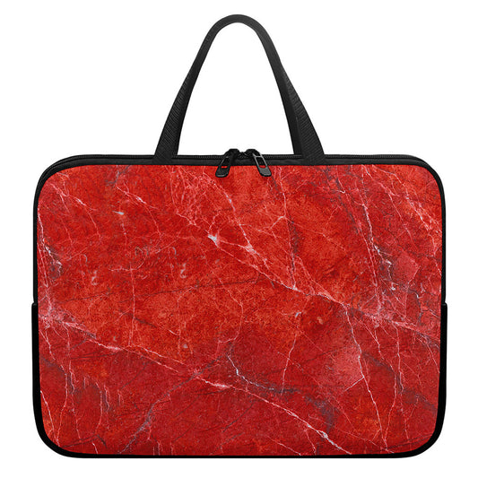 Red Marble Print Laptop Sleeve With Handle