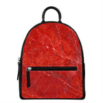 Red Marble Print Leather Backpack