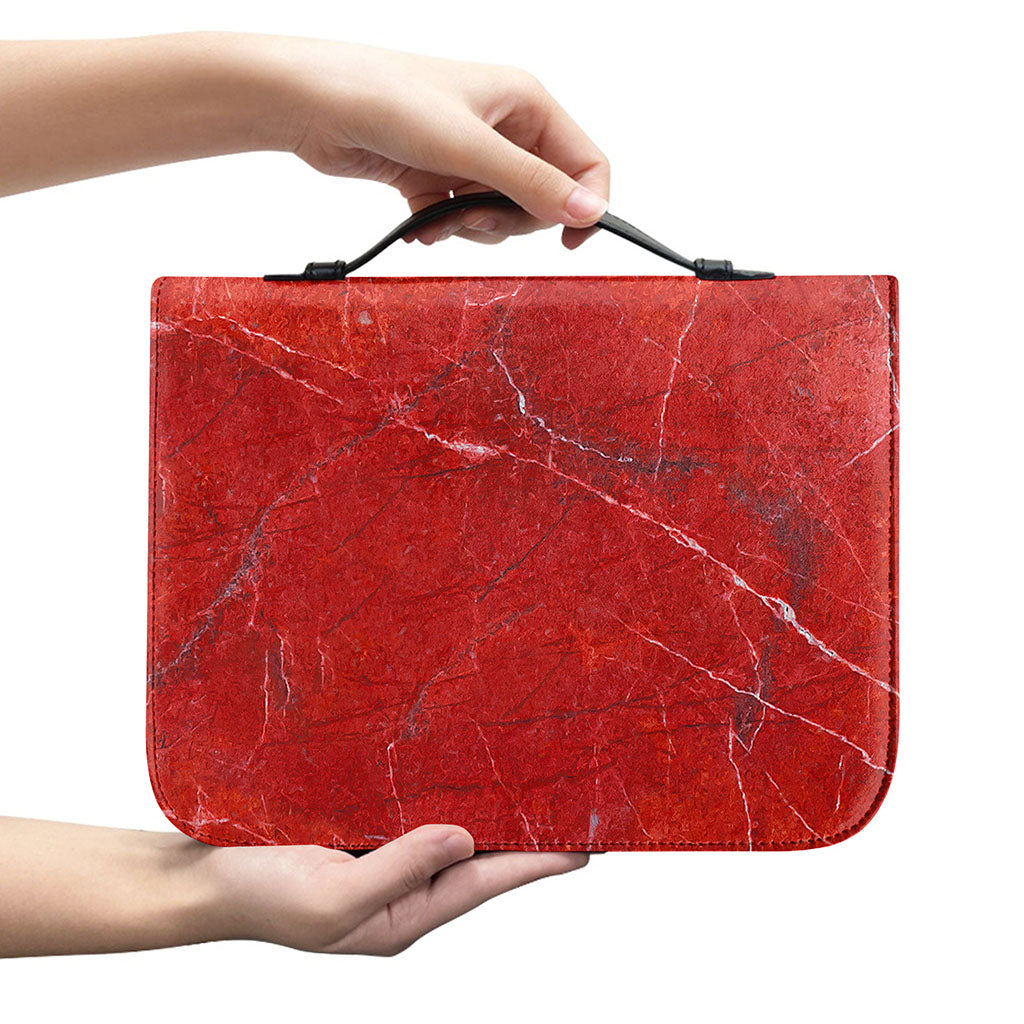 Red Marble Print Leather Bible Cover