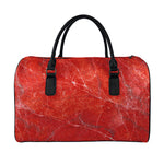 Red Marble Print Leather Duffle Bag