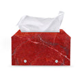 Red Marble Print Leather Tissue Box Cover