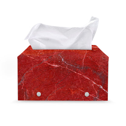 Red Marble Print Leather Tissue Box Cover
